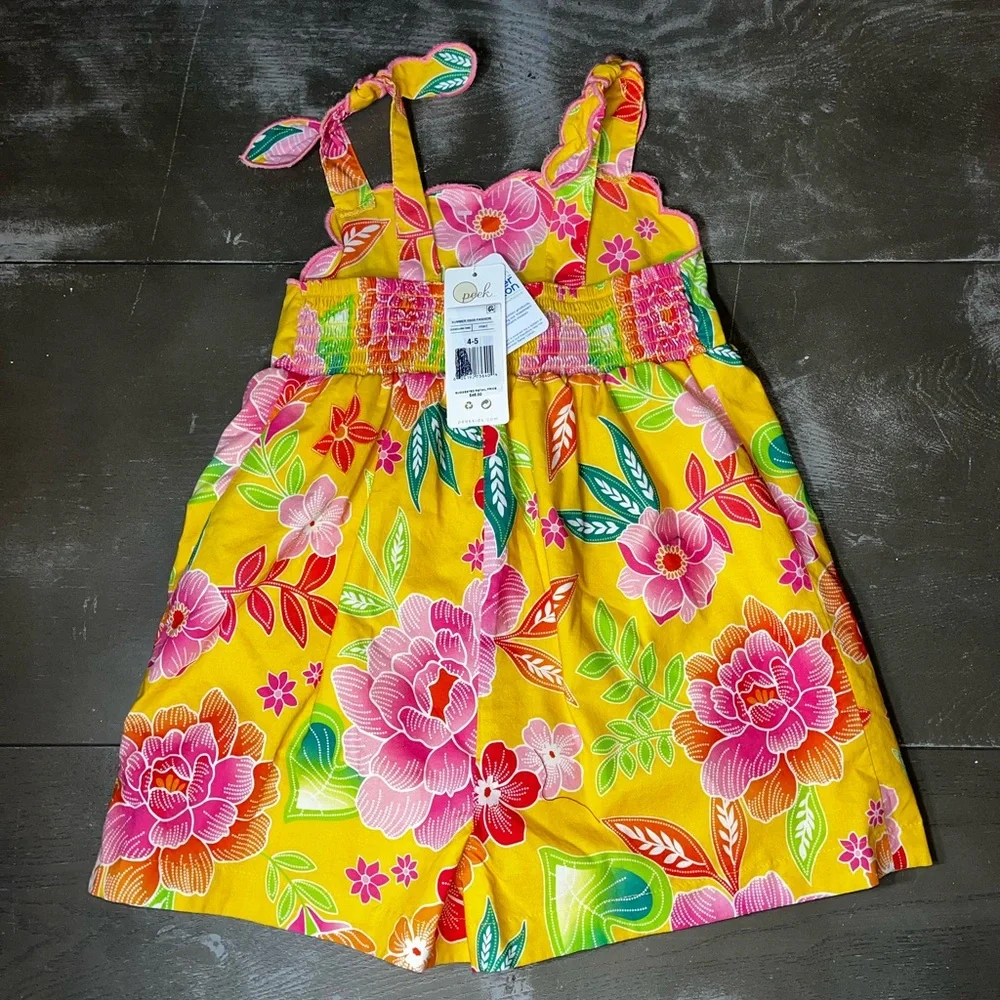 Peek Girls Yellow Floral Romper NWT 4-5